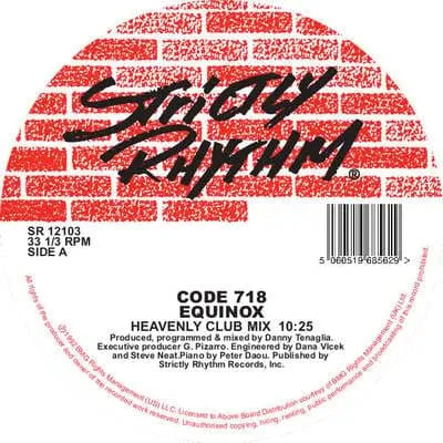 CODE 718 (DANNY TENAGLIA) - EQUINOX 12" (STRICTLY RHYTHM)