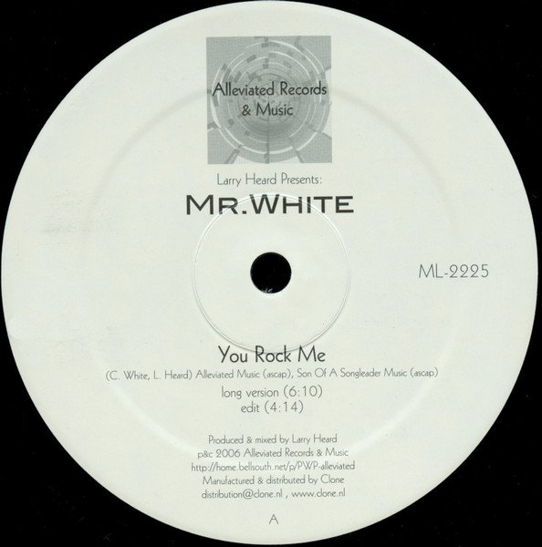 Larry Heard Presents Mr White - Sun Can't Compare / You Rock Me 12" (ALLEVIATED)