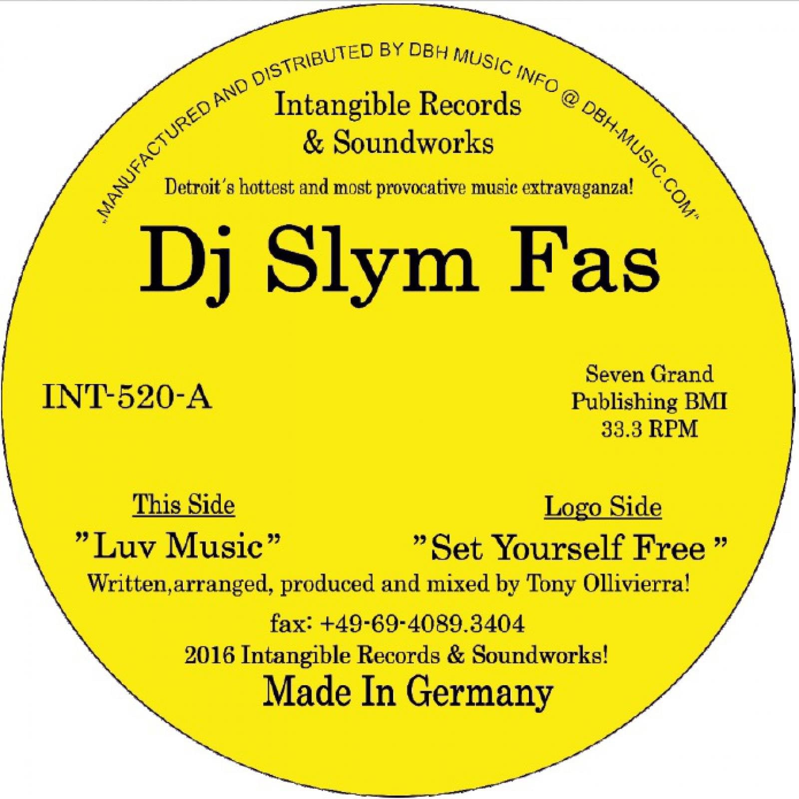 DJ Slym Fas - Luv Music / Set Yourself Free 12" (INTANGIBLE RECORDS & SOUNDWORKS)