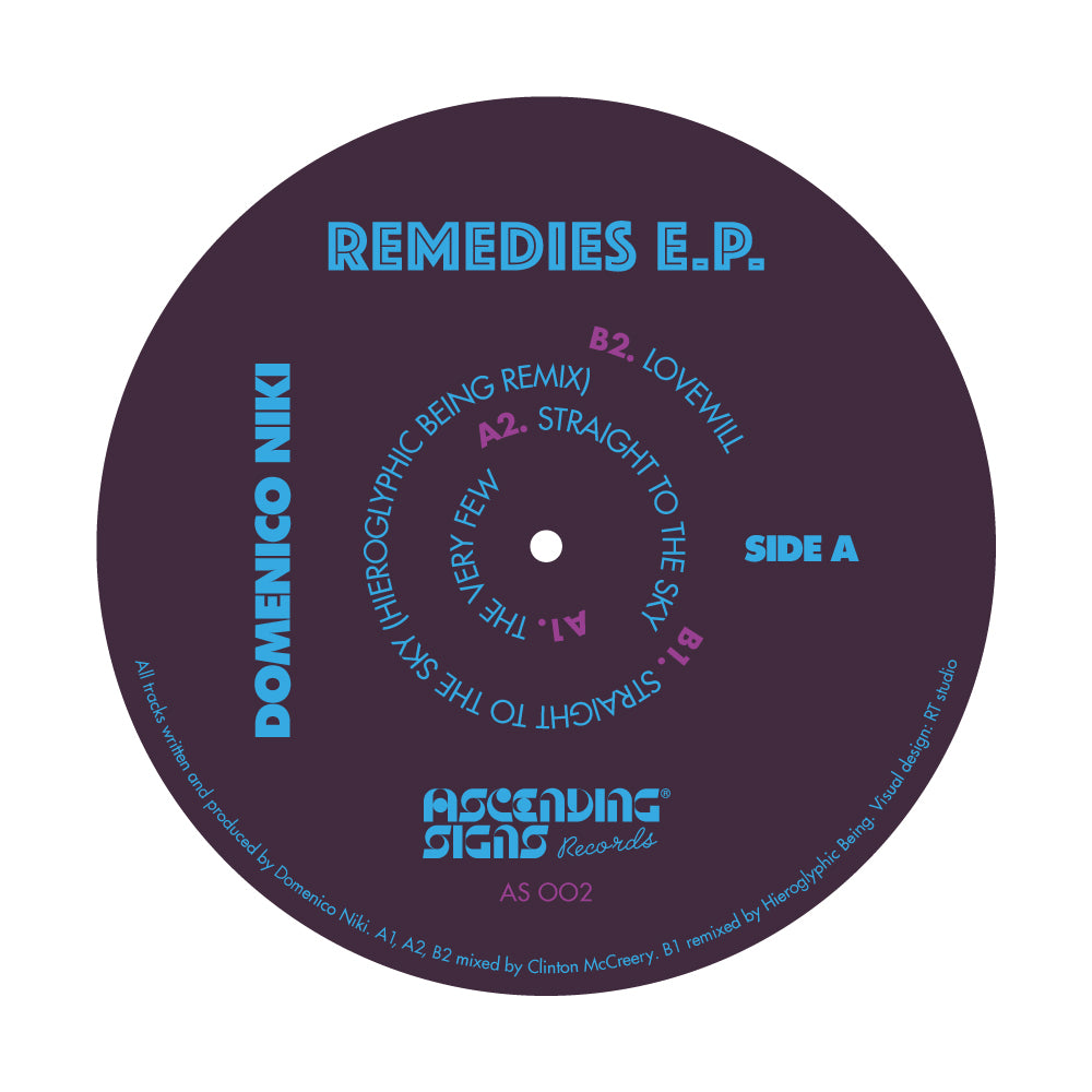 DOMENICO NIKI - REMEDIES EP (INCL. HIEROGLYPHIC BEING RMX) 12" (ASCENDING SIGNS RECORDS)