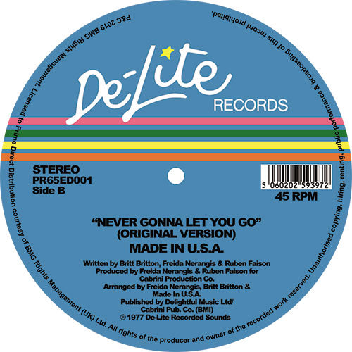 Made In USA - Never Gonna Let You Go (Theo Parrish Ugly Edit) 12" (DE-LITE)